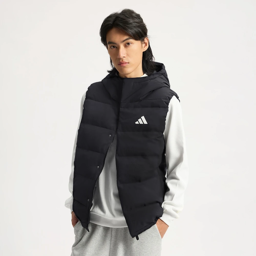 Adidas阿迪达斯HELI拒水防风保暖运动休闲鸭绒连帽羽绒马甲KH3995