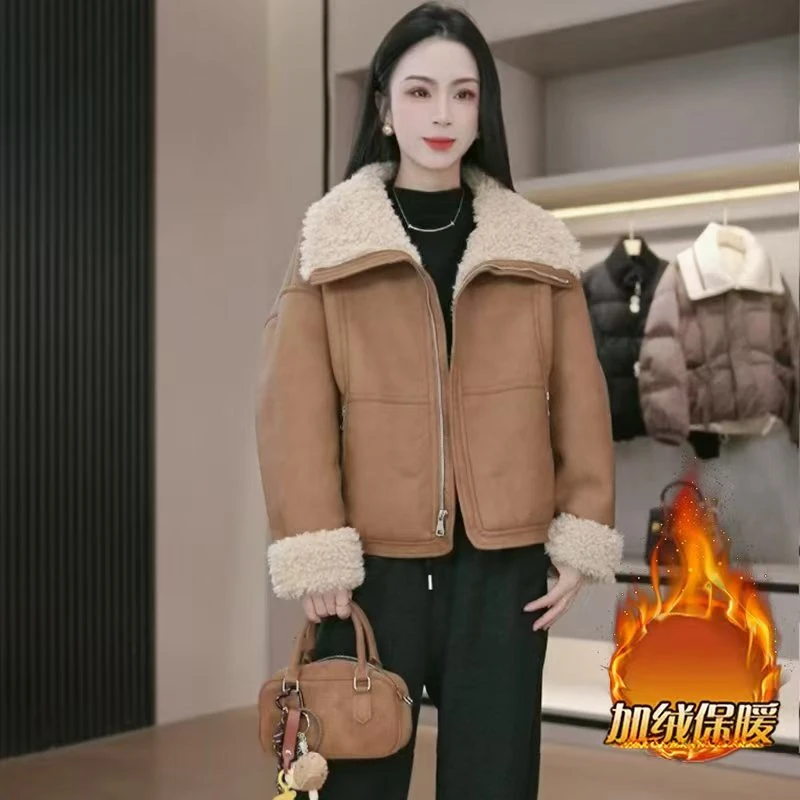 众和梦【运补8-10元】9449高级感羊羔毛绒外套冬短款皮毛一体上衣