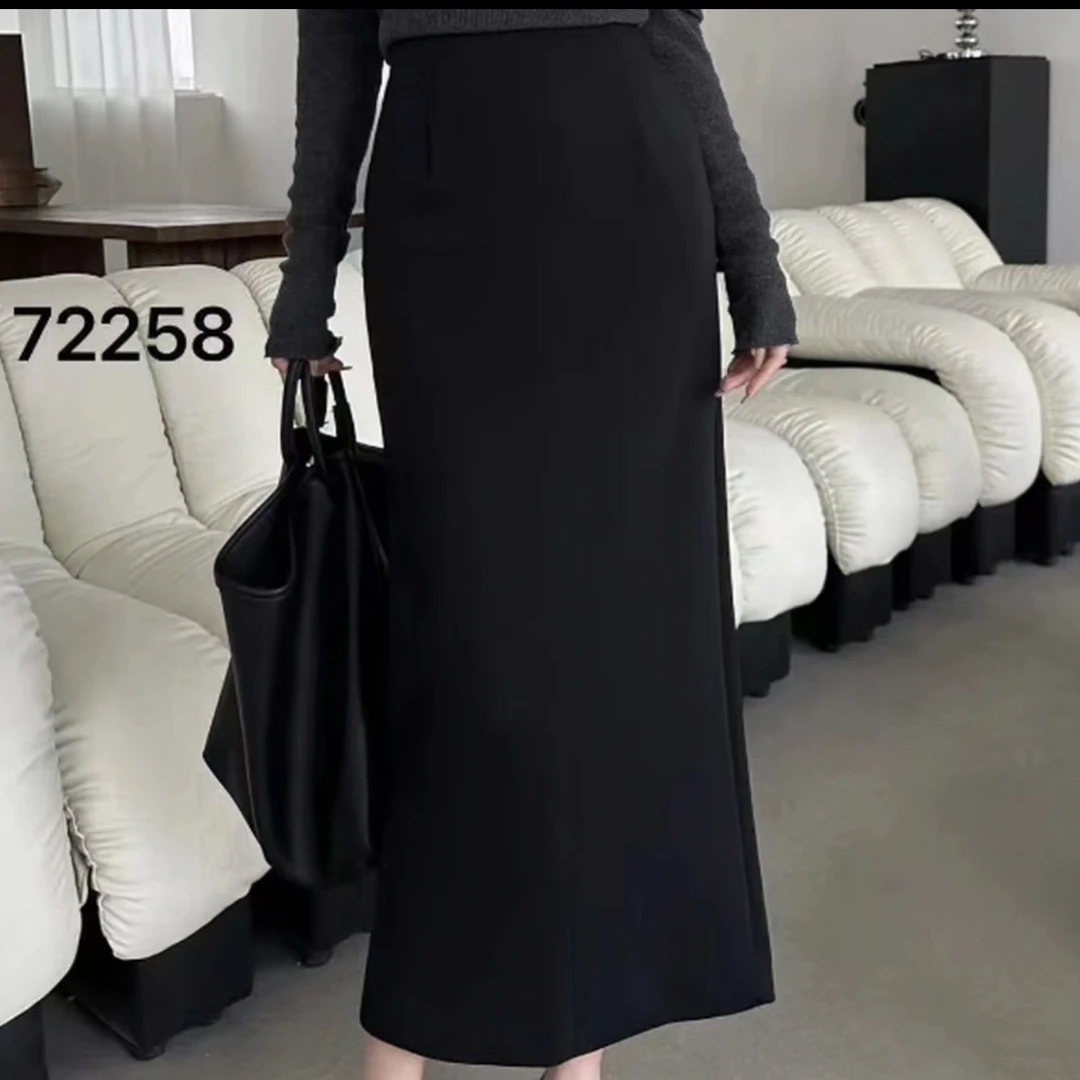 《W高定半裙》72258半裙高腰开叉女半身裙气质休闲裙百搭显瘦
