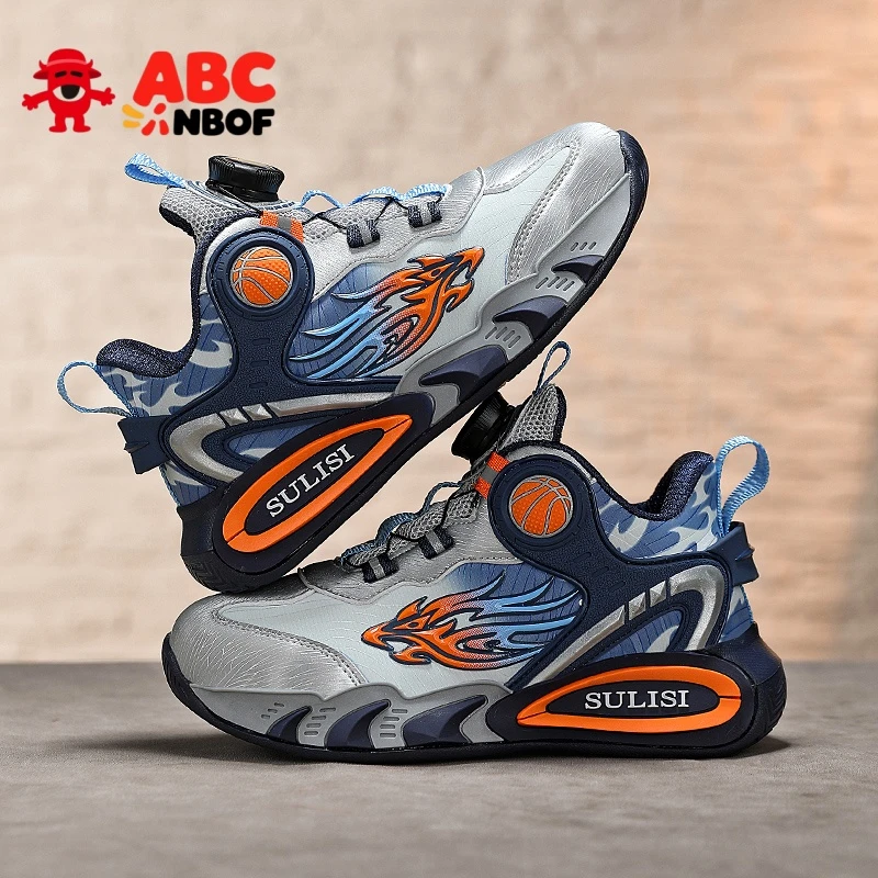 ABC NBOF男童篮球鞋3-15秋冬男新款皮面防水中大童户外儿童休闲鞋
