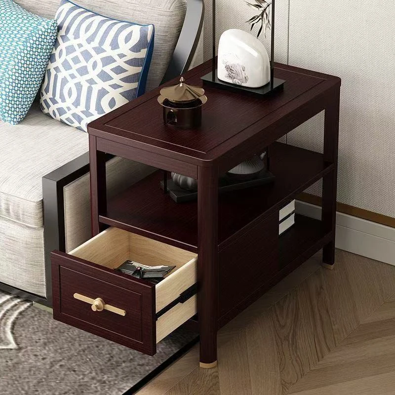乌金木实木沙发茶边几柜子简约轻奢客厅家用小茶几茶台可移动角几