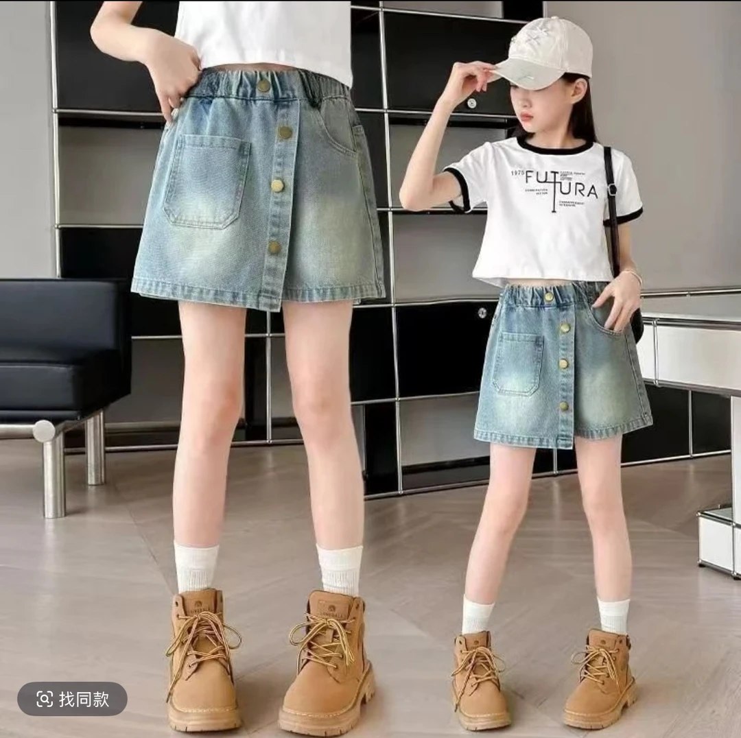 女童夏季牛仔夏装2025新款洋气中大童短裤女孩裙裤薄款儿童