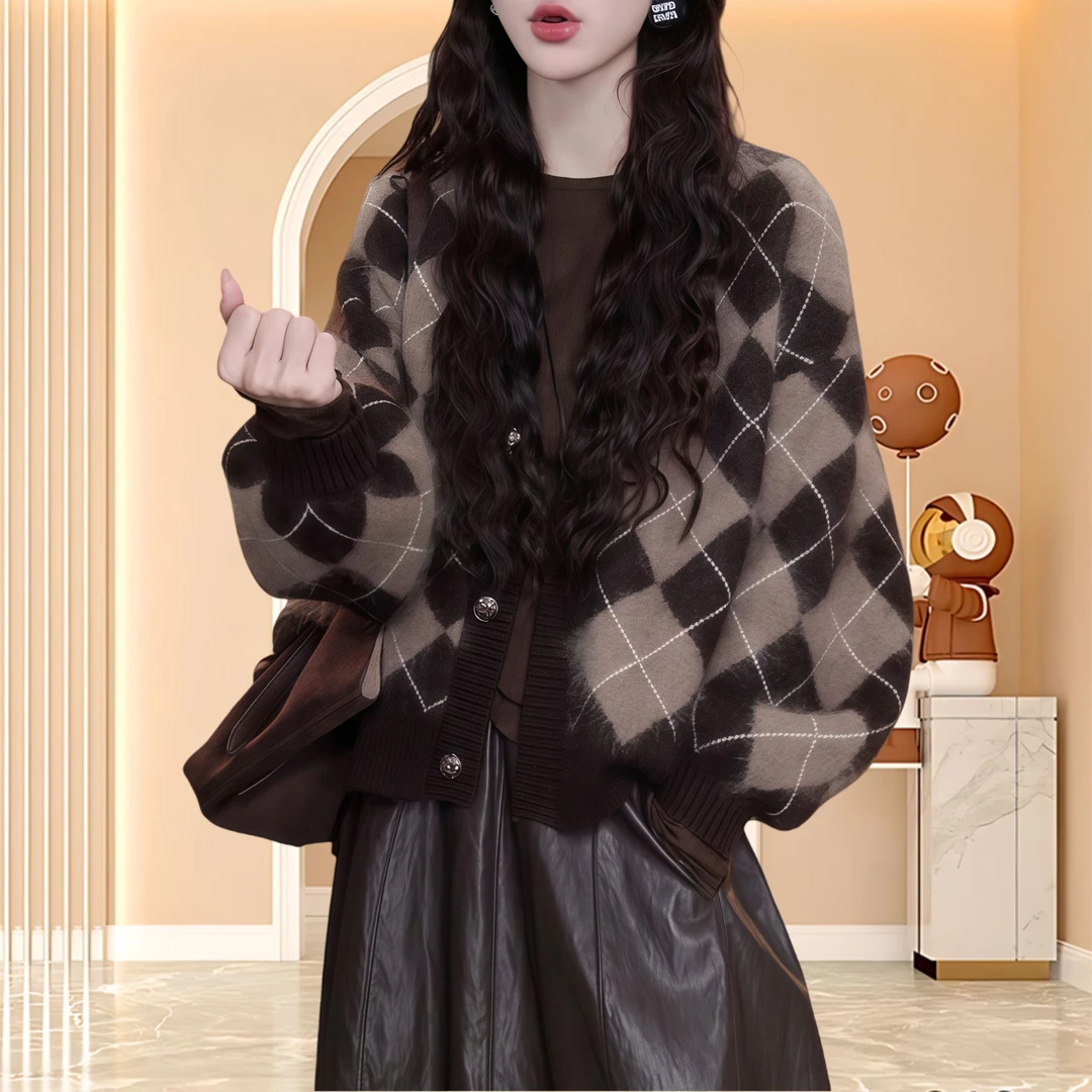 2026秋冬季新款宽松毛衣开衫外套针织开衫网红时尚炸街新款女装