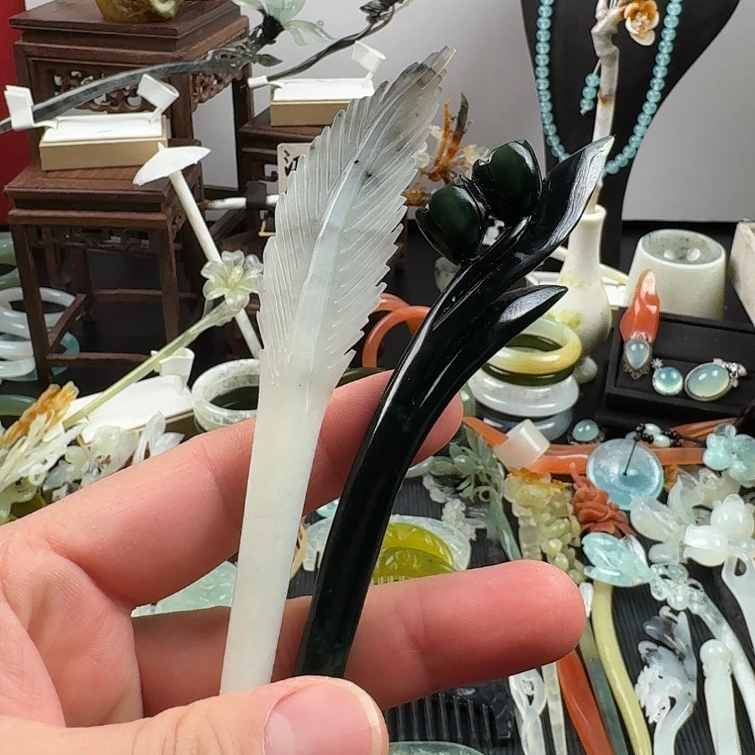 蛇纹石玉未镶嵌发饰