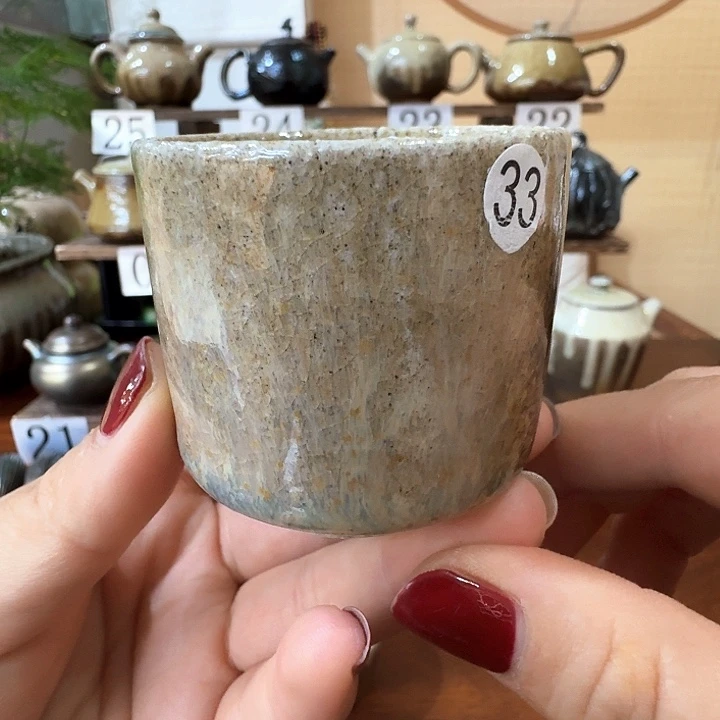 建水紫陶白泥柴烧杯微瑕