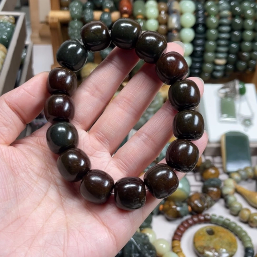 【闪购商品】岫岩河磨玉（透闪石质玉）手链未镶嵌山*@