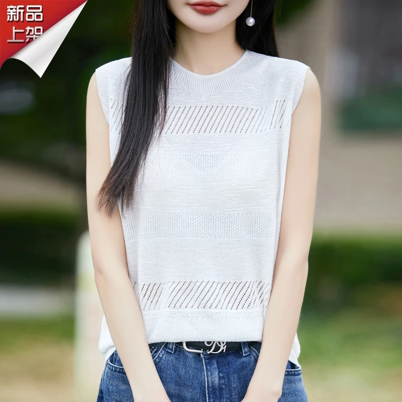 哥弟阿玛施正品夏季薄款羊毛针织吊带背心无袖上衣圆领内搭打底