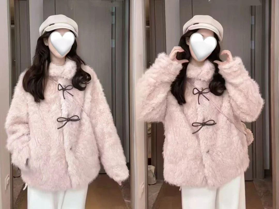 2025冬季女中长款冬季单排扣立领短外套时尚慵懒风上衣女装