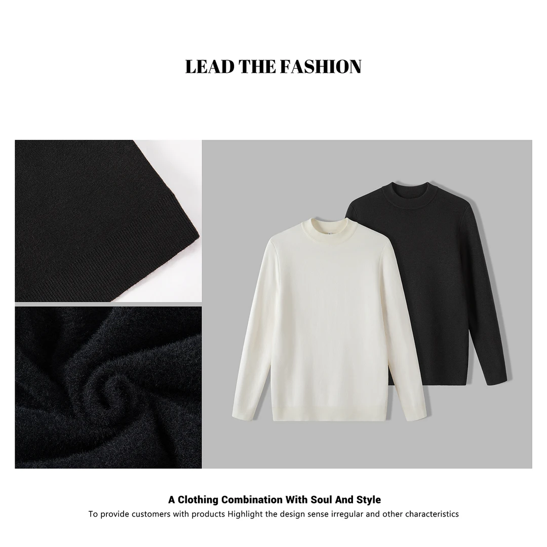 高领毛衣男加绒弹力针织衫男士内搭冬季打底衫男款高级感针织毛衫