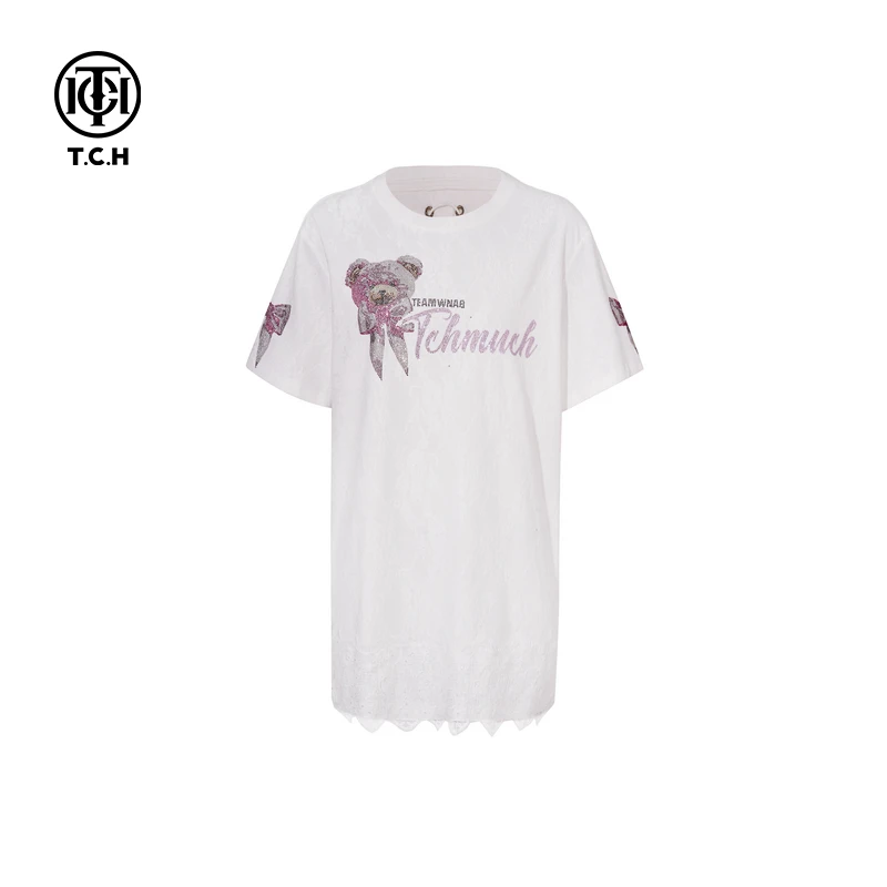 TCH现货烫钻工艺小熊时尚休闲连衣裙女T75A30E5026轻奢tch