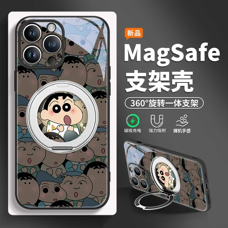 适用苹果17情侣创意13magsafe磁吸支架iphone15小新妮妮14手机壳