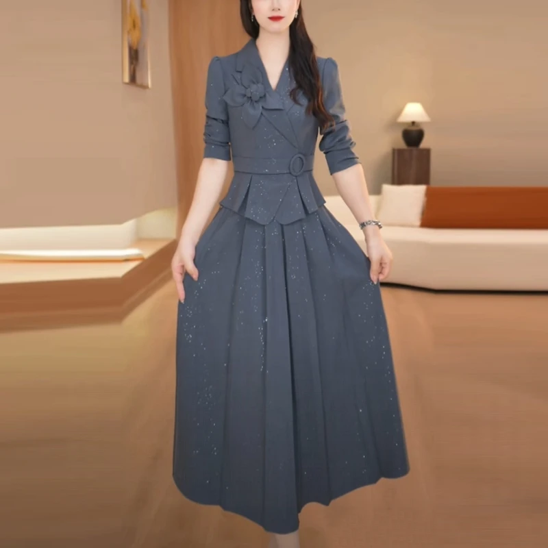 帛莱精纺女神范套装裙2025秋季新款长袖轻奢名媛气质两件套连衣裙