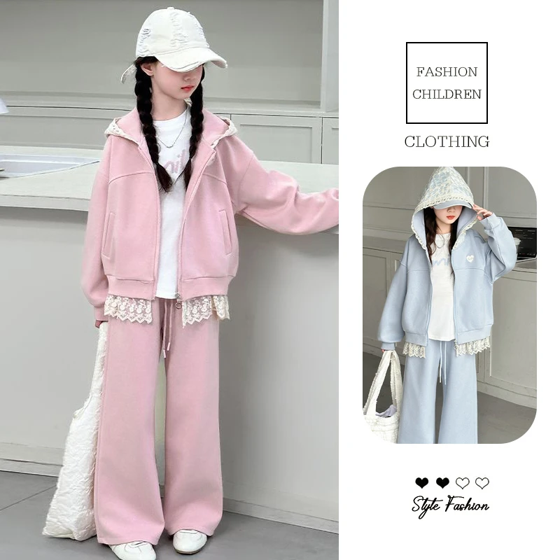 女童秋装外套套装2026年款衣服儿童洋气时髦卫衣长裤小女孩两件套