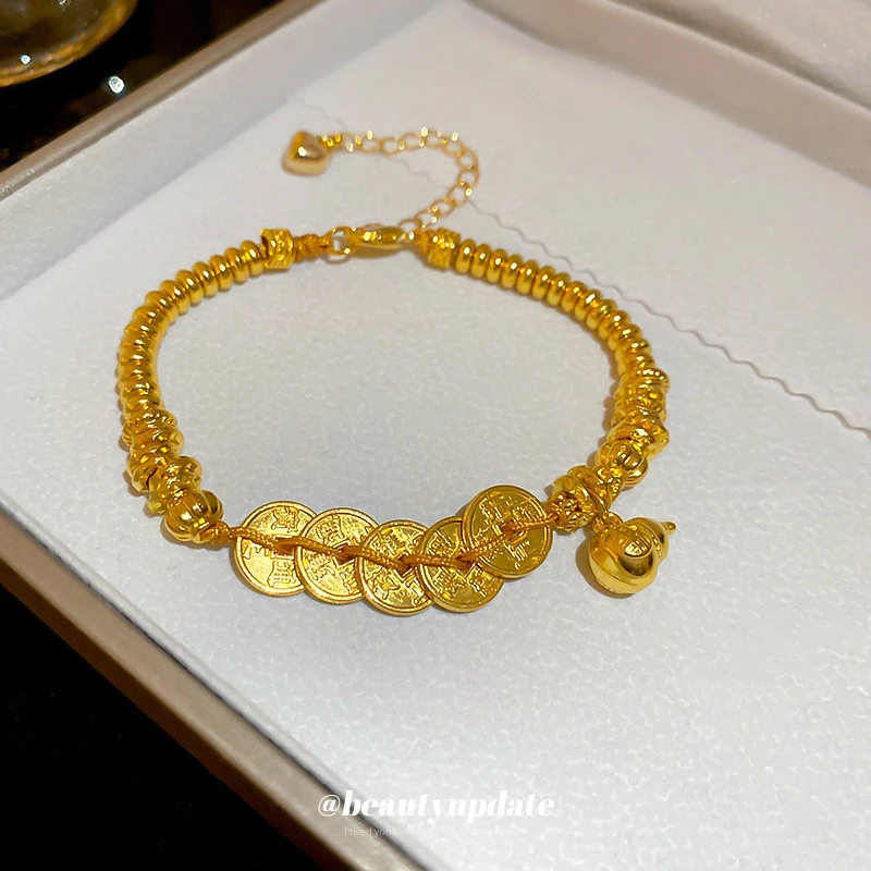 铜合金手链 铜钱葫芦手链2025帝钱招财复古轻奢新中式气质饰品女