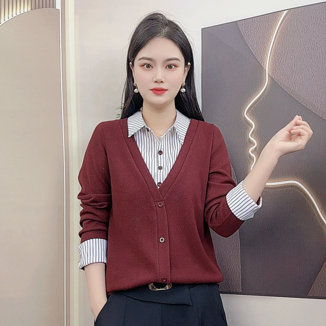 秋冬新款女士上衣套头衬衫极简风长袖洋气时尚百搭遮肉显瘦打底
