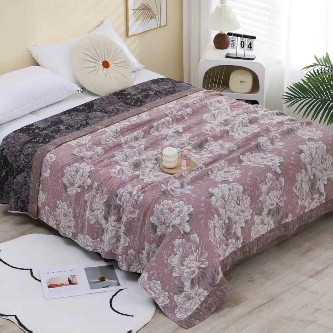 【繁华如梦*绛紫】220*240私人订制款亲肤柔软床盖可铺可盖四季可用