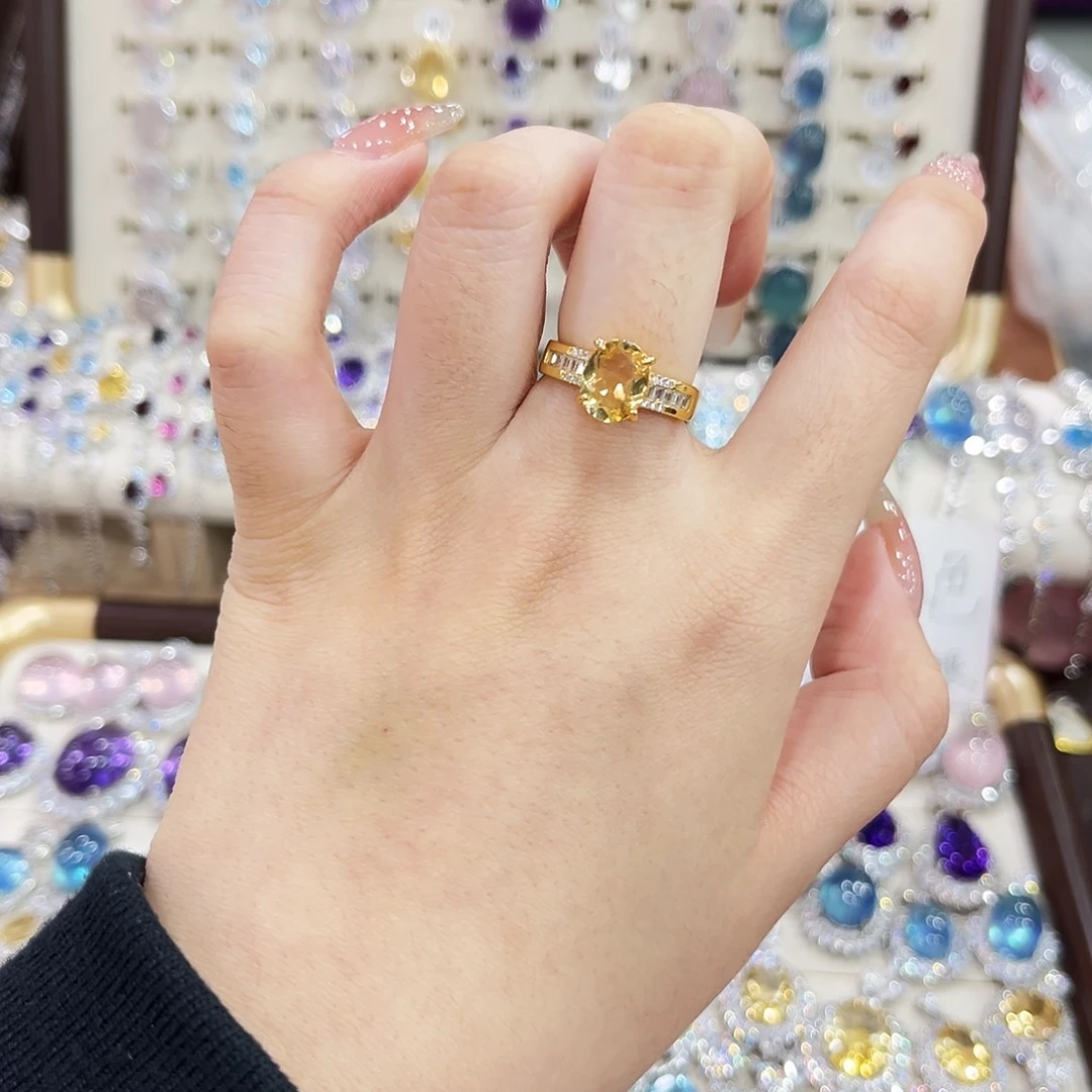 银S925镶嵌戒指烟晶