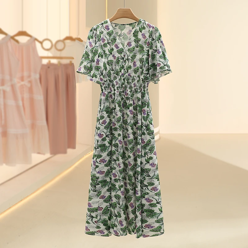 【ka】碎花短袖古典连衣裙国风气质长裙2025夏季新款专柜撤柜女装