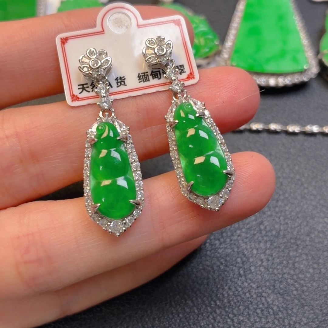 翡翠银S925镶嵌吊坠(不含链)耳坠