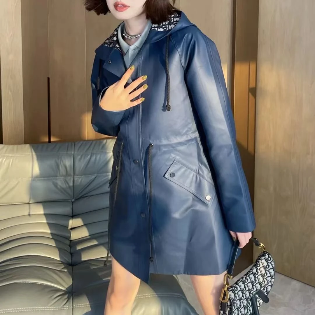未使用 DIOR/迪奥 蓝色刺绣logo连帽夹克外套  蓝色/XS
