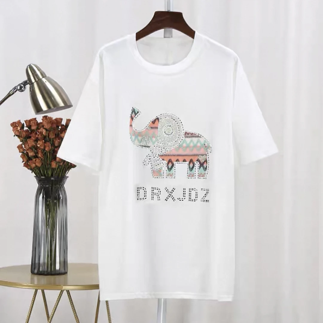 春夏新品！女士夏季圆领刺绣亲肤舒适短袖T恤F707