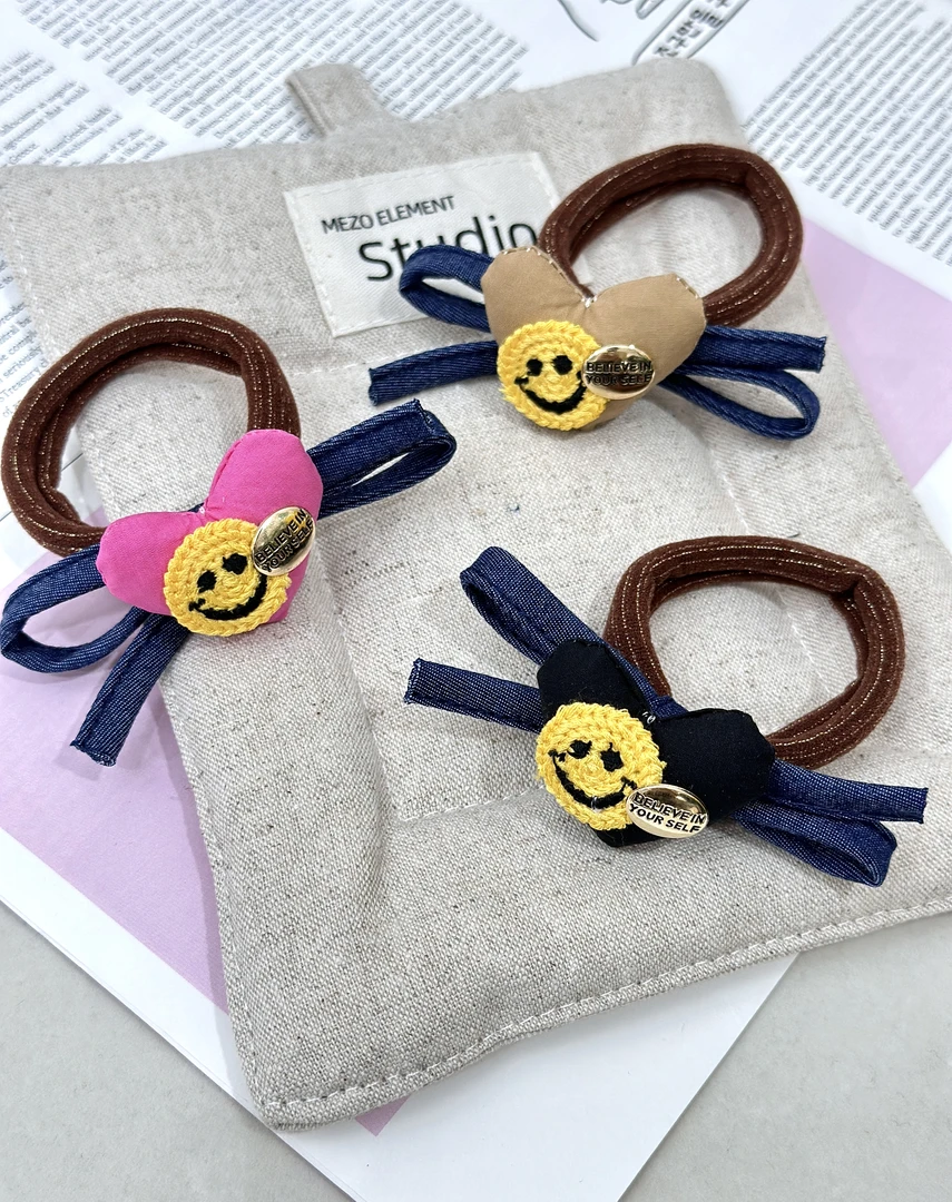 韩版定制款东大门原创设计手工可爱时尚百搭笑脸发绳  FS31