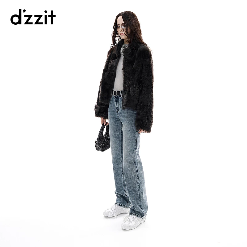 【商场同款新品】dzzit地素牛仔裤25冬水洗窄版直筒裤女3J4R4041S