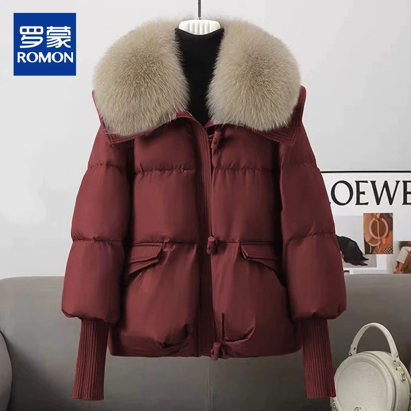 本命年短款保暖棉服女冬季新款高端小个子大毛领外套短款羽绒服女