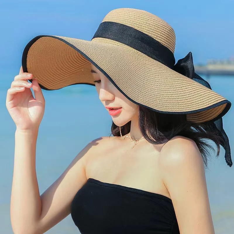 遮阳帽田园风帽子法式复古折叠帽沙滩帽女士户外夏天