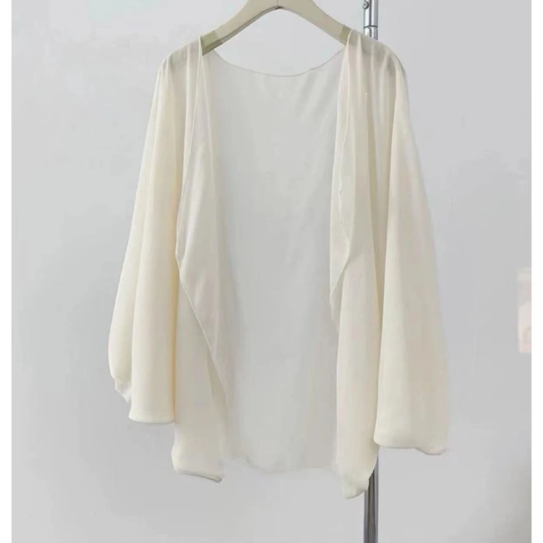 【老四推荐】【外搭】大码飘逸防晒夏吊带裙外搭披肩薄纱透气罩衫8057