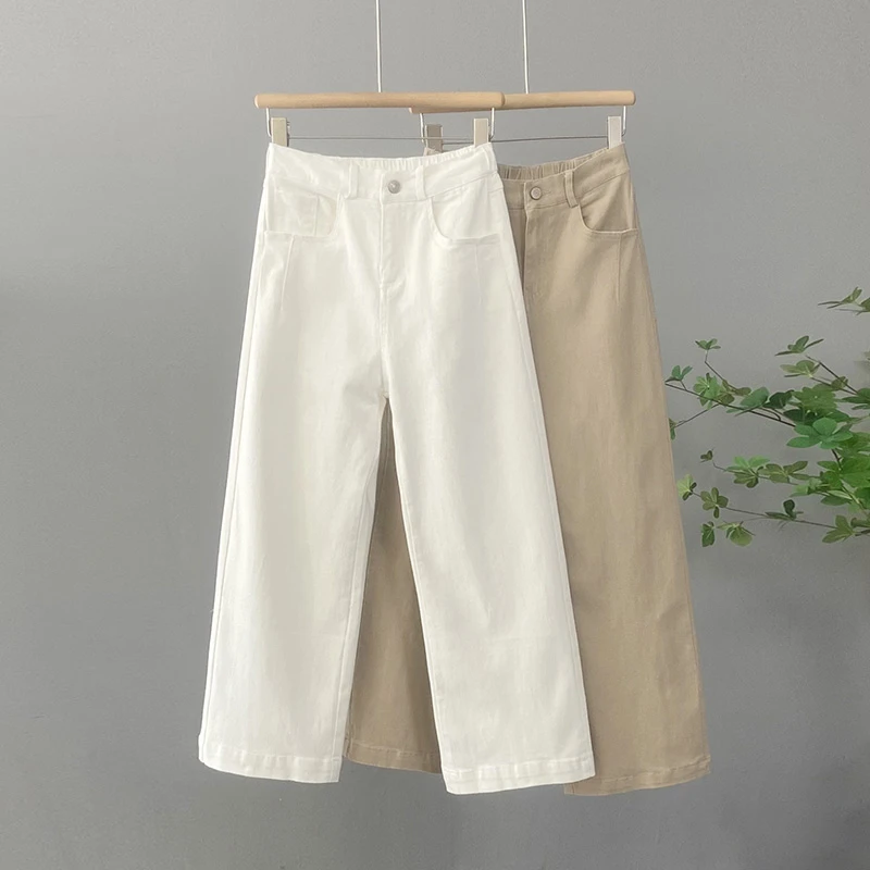 直筒裤女春夏宽松大码高腰显瘦百搭小个子休闲裤窄版阔腿裤九分裤