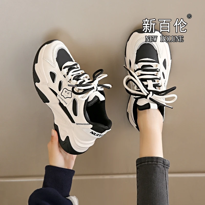 新百伦老爹鞋女款2025新款冬季厚底女士百搭休闲鞋防水防滑运动鞋