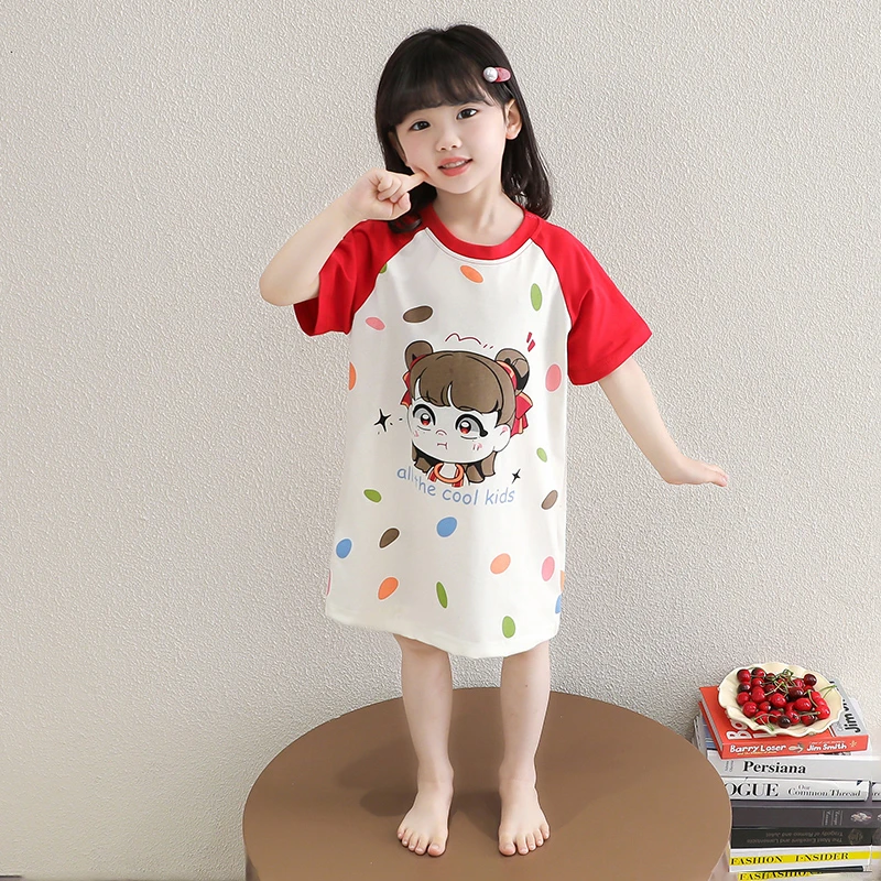 女童睡衣夏季薄款短袖莫代尔哪吒儿童宝宝睡裙小女孩空调服家居服