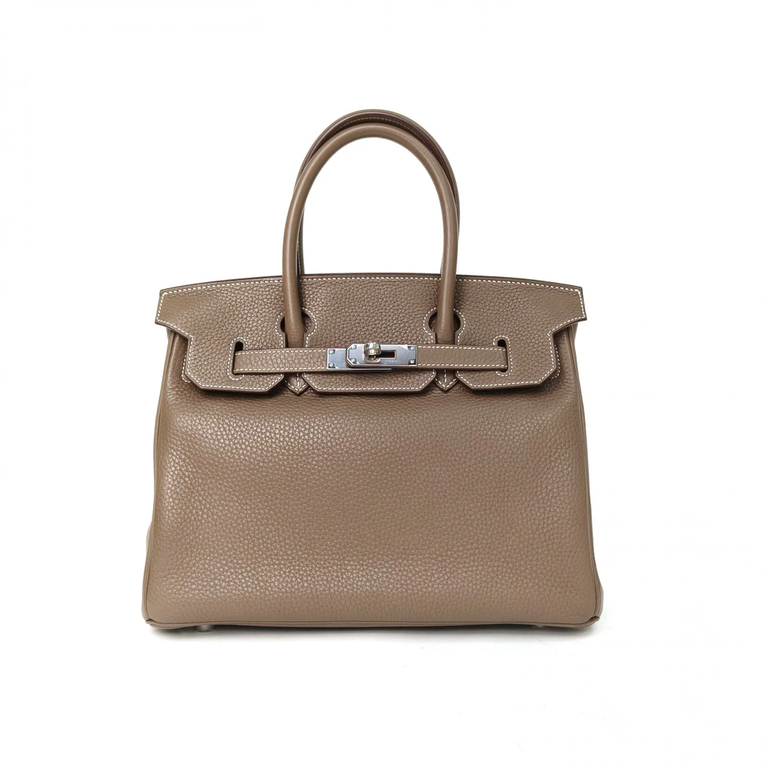 95新 Hermes/爱马仕 【双双】Birkin 30 18大象灰 TC皮 X刻 银扣
