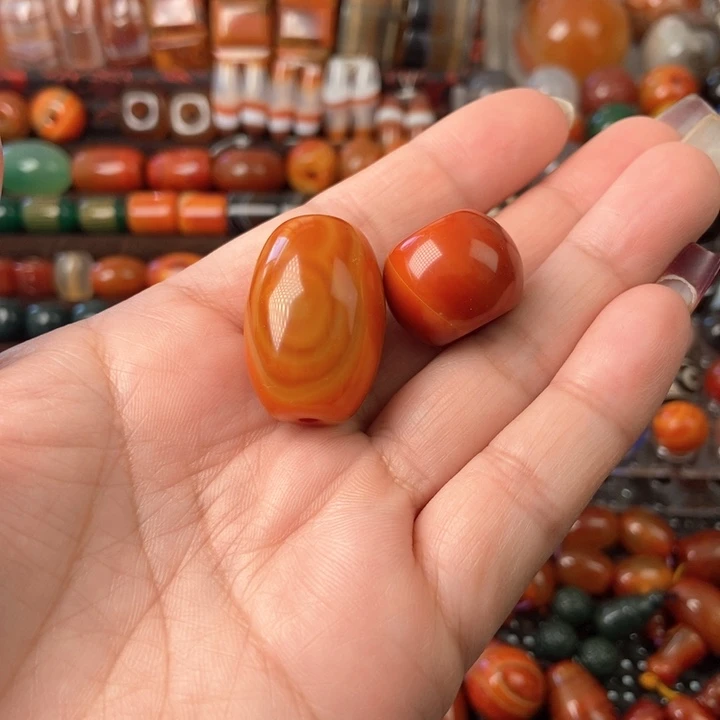 玛瑙/玉髓珠宝半成品未镶嵌桶珠加算盘珠缠丝玛瑙