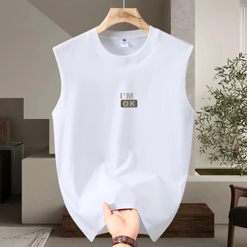 纯棉男士无袖背心休闲大码宽松夏季圆领无袖t恤运动跨栏健身坎肩