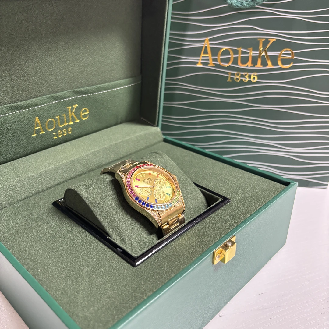 新款镶钻彩虹迪系列百搭全自动男士手表kk065