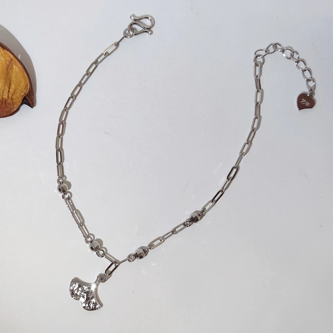 足银手链 足银990杏叶手链 经典时尚 手围可调（SL9953）