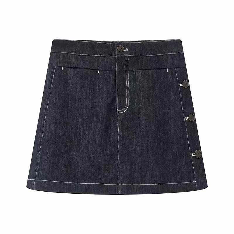 艾家同款2025夏新款百搭高腰牛仔半身裙女50513501-689
