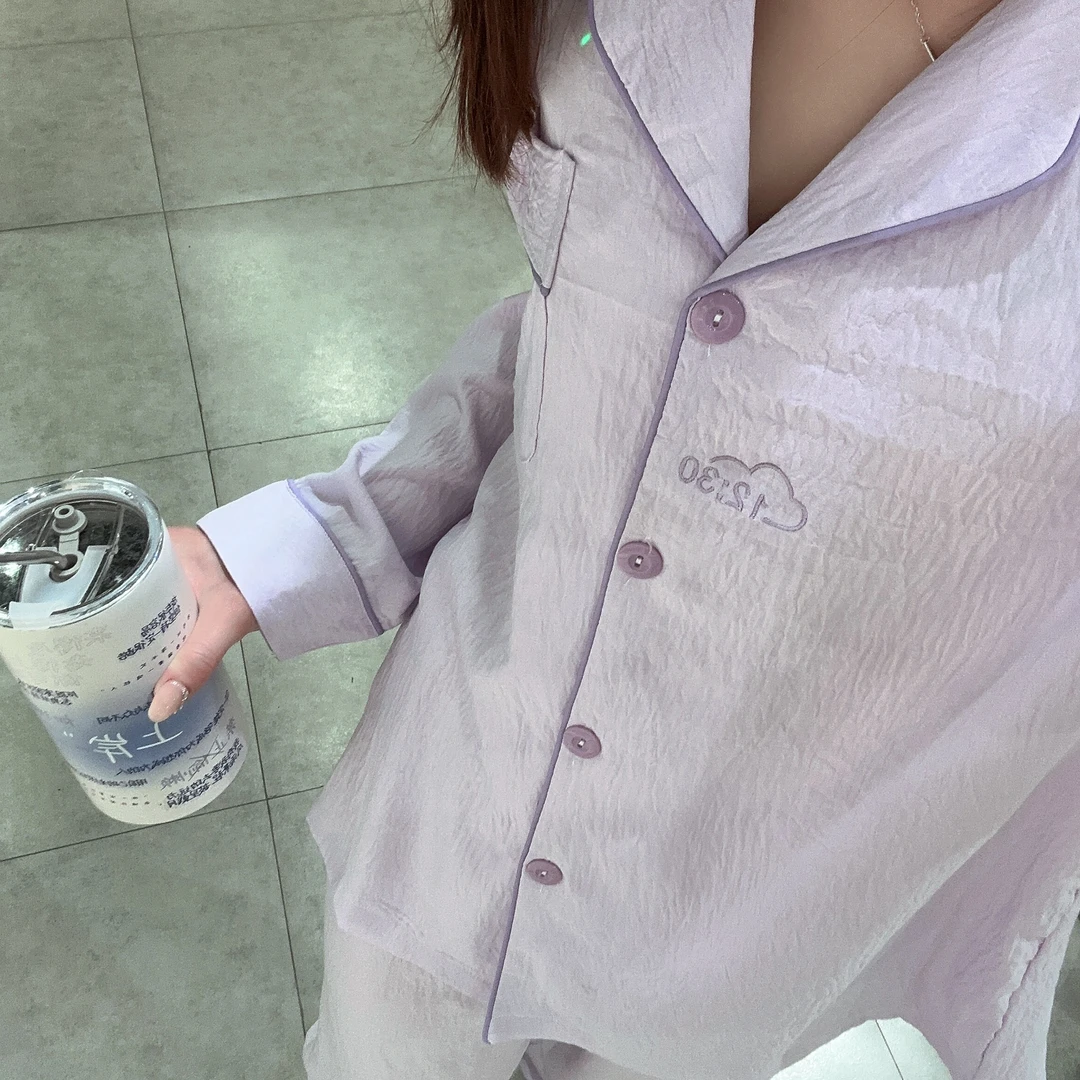 秋季上新云朵棉情侣款舒适纯色高级感睡衣透气亲肤长袖套装1650