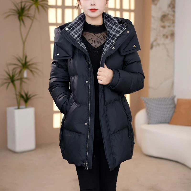 新2025小香风秋冬季新款保暖羽绒服女款女白鸭绒短款防寒时尚气质