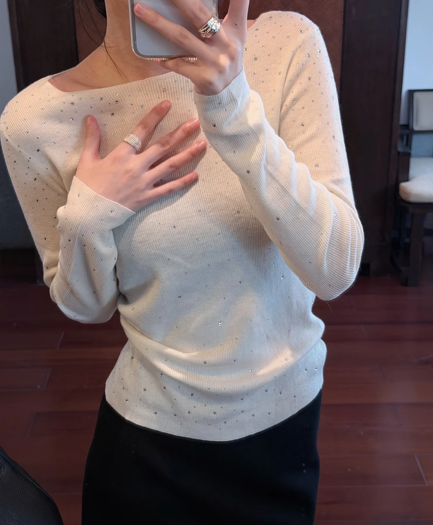 R123616W羊毛宽松打底衫秋季休闲纯欲风毛针织衫毛衣