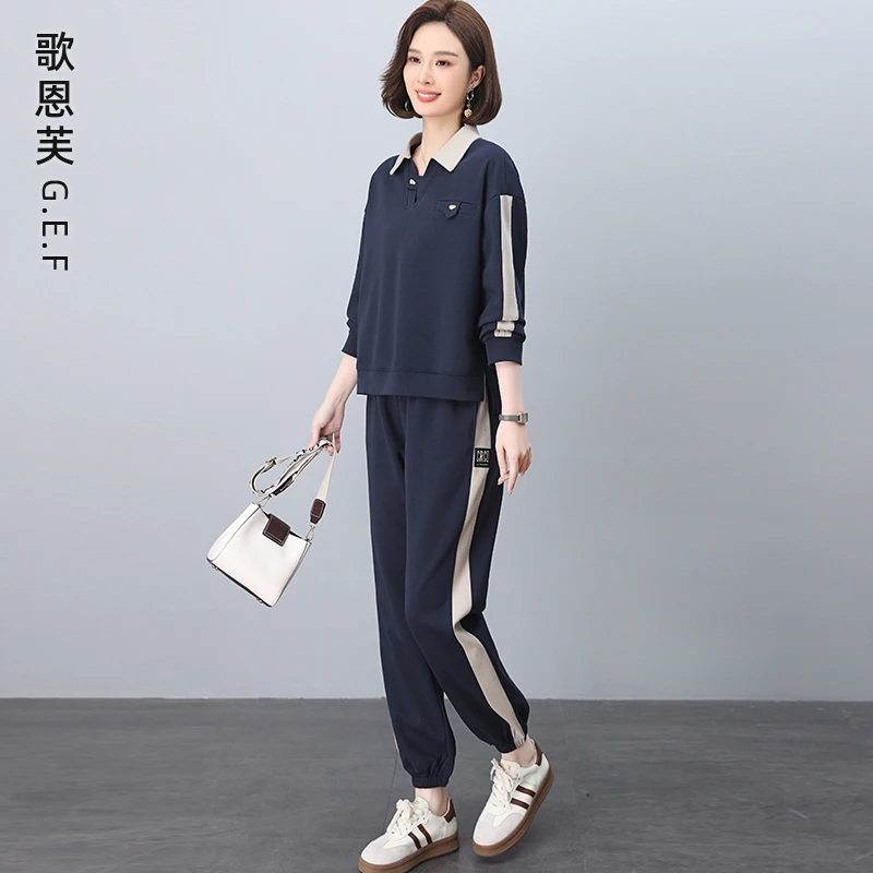 休闲运动卫衣套装女春秋2025新款开春穿搭时尚洋气减龄妈妈两件套