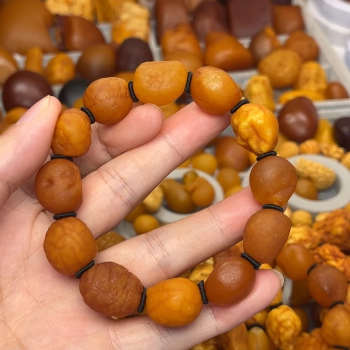 琥珀未镶嵌裸石天然蜜蜡手串