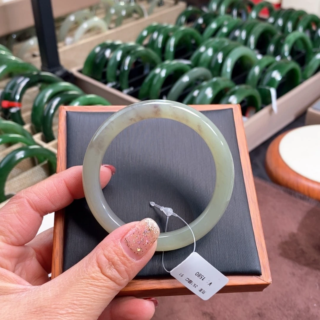 和田玉手镯未镶嵌晴水飘烟紫50.51