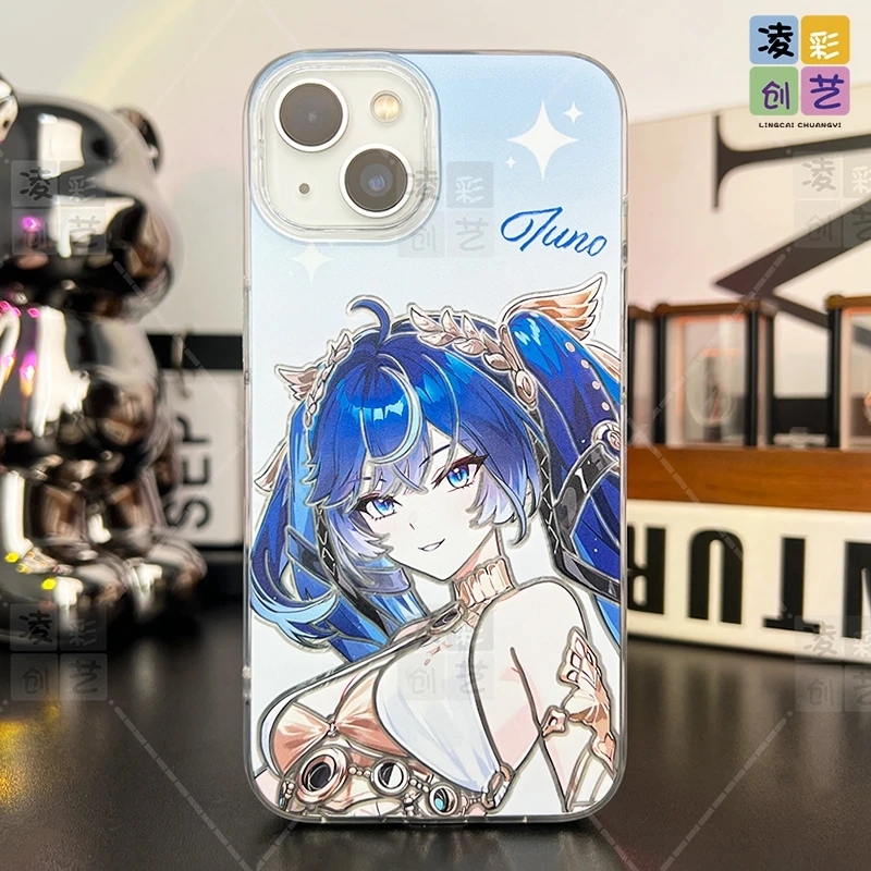 凌彩创艺适用苹果华为小米游戏周边今汐尤诺合集大孔IMD冰川纹壳