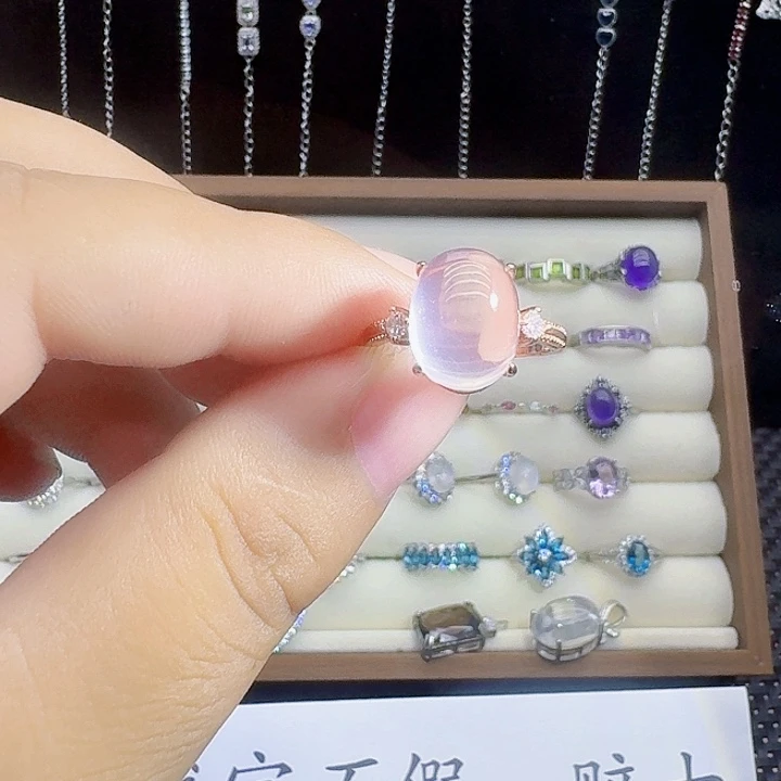 戒指银S925镶嵌芙蓉石