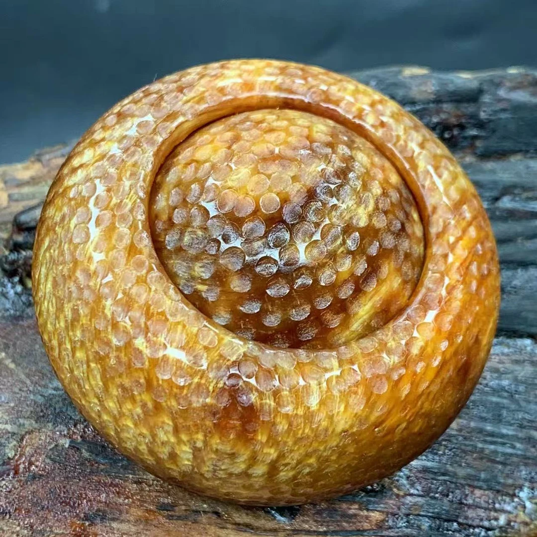 雷击木琥珀木时来运转爆油爆透手把件手工