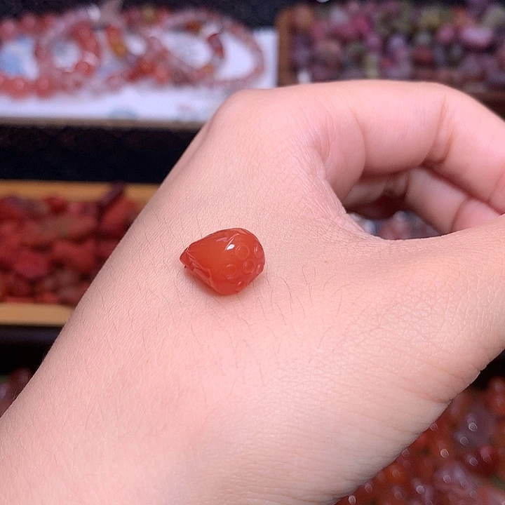 未镶嵌南红玛瑙珠宝半成品并蒂莲