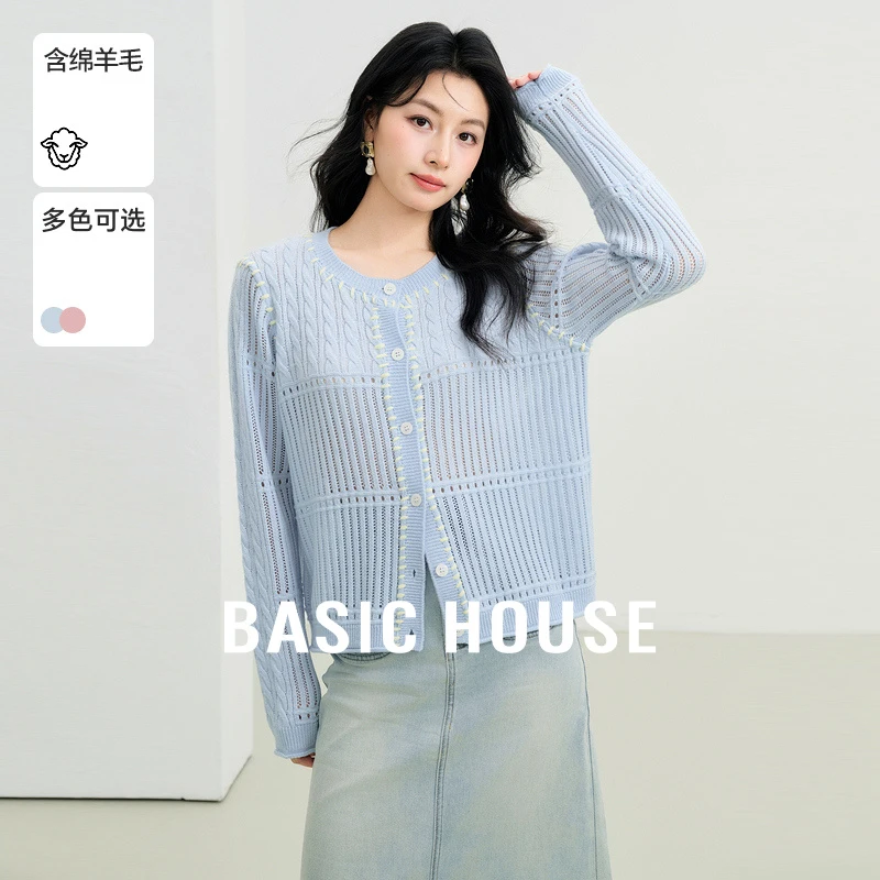 Basic House/百家好春季时尚休闲百搭简约舒适针织衫-B0625H5R932